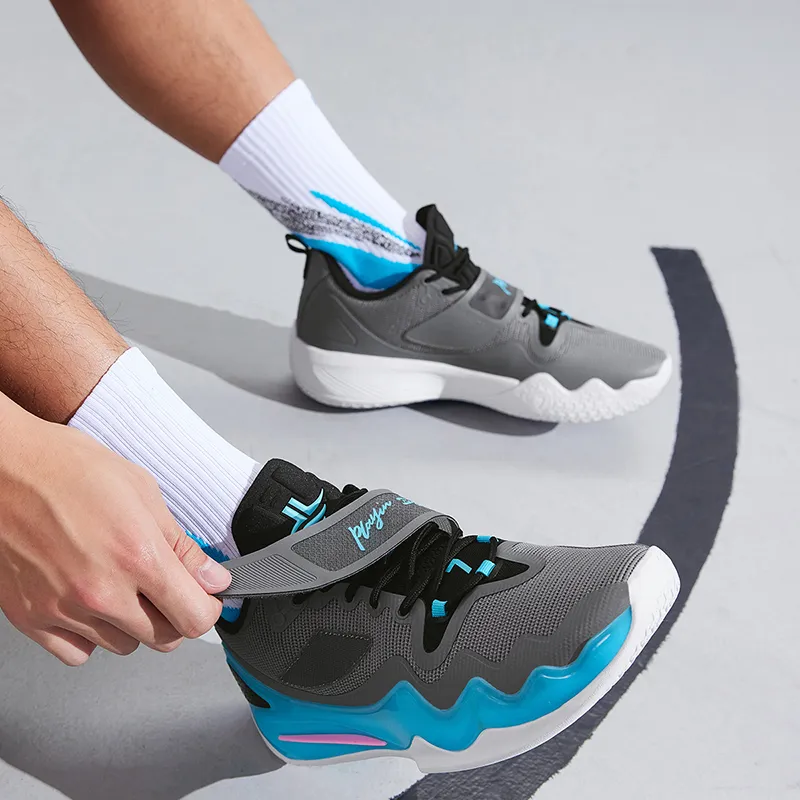 XTEP Jlin 2 V2 Jeremy Lin Abrasion Resistant Breathable Low Top Basketball Shoes Men's Smoke Gray/Sunny Mountain Blue-11