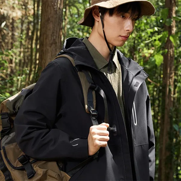 XTEP Wing Waterproof And Windproof Windbreaker Jacket Unisex Jet Black-10