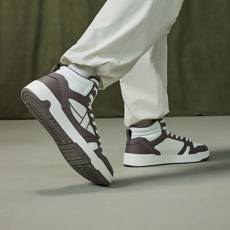 XTEP MAXX LITE Lightweight High-Top Skateboard Shoes Men's Sail White/Agarwood Brown-9