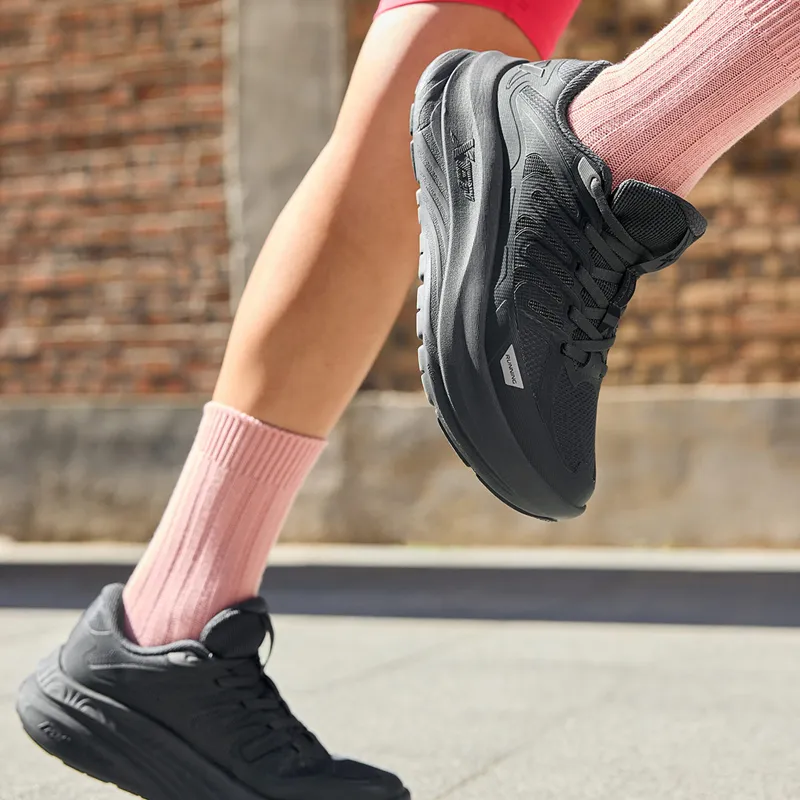 XTEP Abrasion Resistant Coverage Lightweight Low Top Sprint Running Shoes Women's Coal Black/Black-8