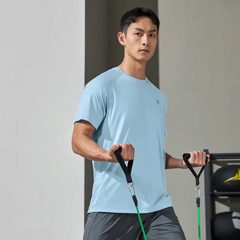 XTEP Variety Training Collection Short Sleeved Knitwear Men's Azure Blue-2