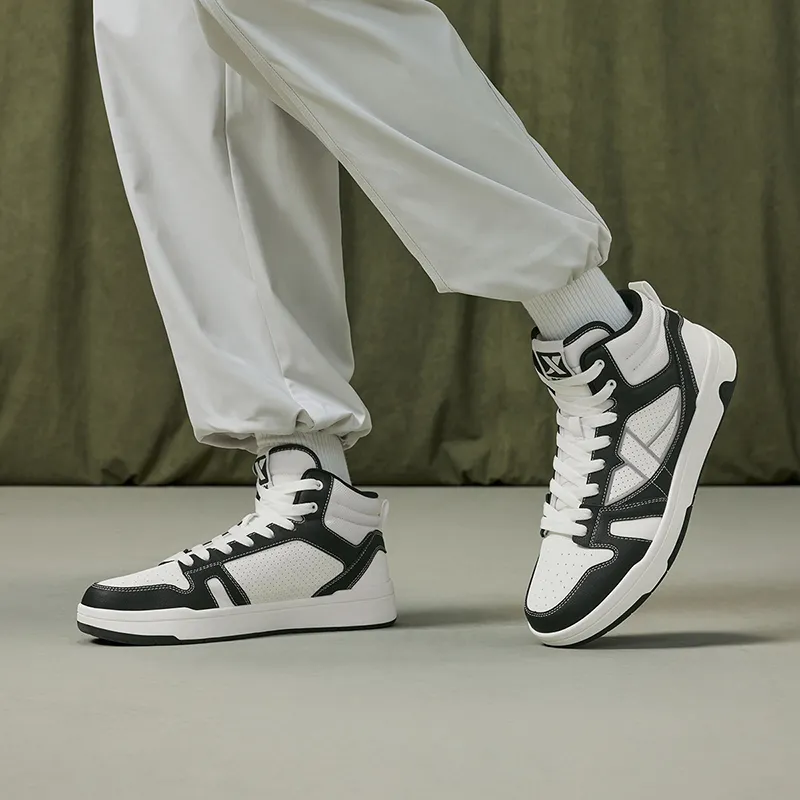 XTEP MAXX LITE Lightweight High Top Skateboard Shoes Men's Canvas White/Black-7