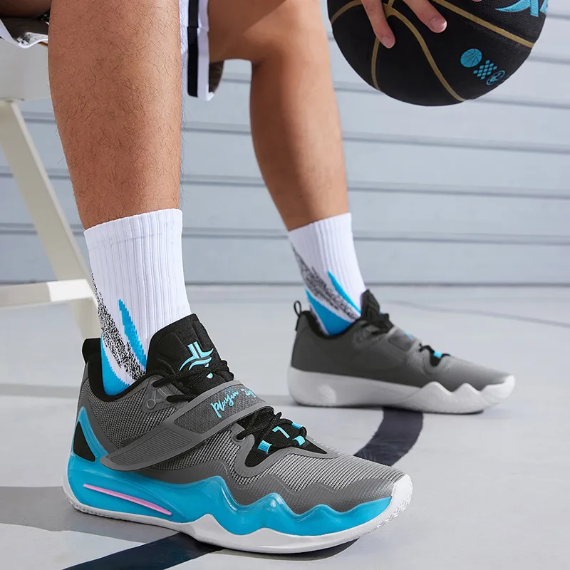 XTEP Jlin 2 V2 Jeremy Lin Abrasion Resistant Breathable Low Top Basketball Shoes Men's Smoke Gray/Sunny Mountain Blue-7