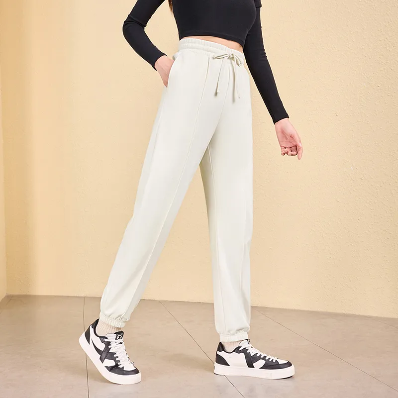 XTEP Knitted Sports Pants Fall Edition Women's Cotton White-6