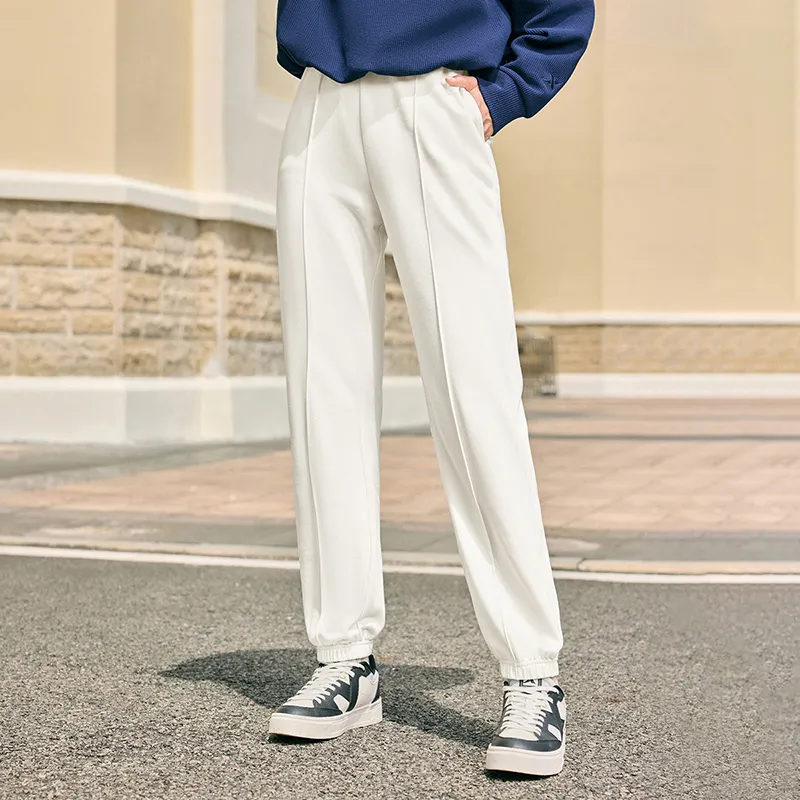 XTEP Knitted Sports Pants Fall Edition Women's Cotton White-2