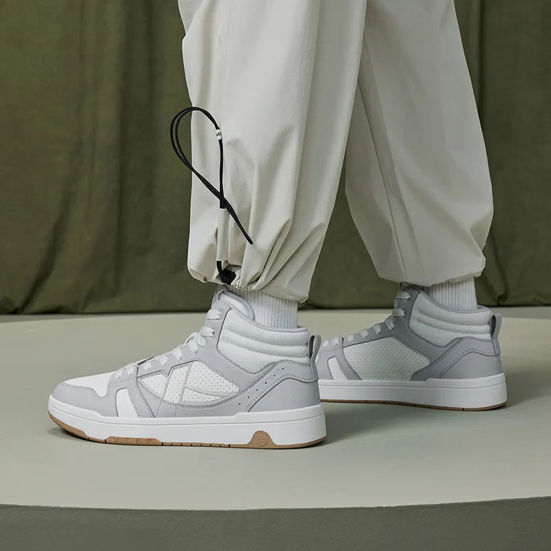 XTEP MAXX LITE High-Top Skateboard Shoes Men's Sail White/Moonstone Gray-11