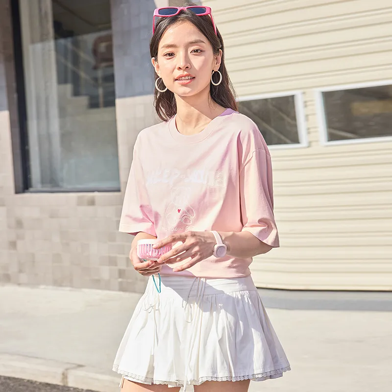 XTEP Sports Life Collection T Shirt Unisex Shimmering Pink Moon-3