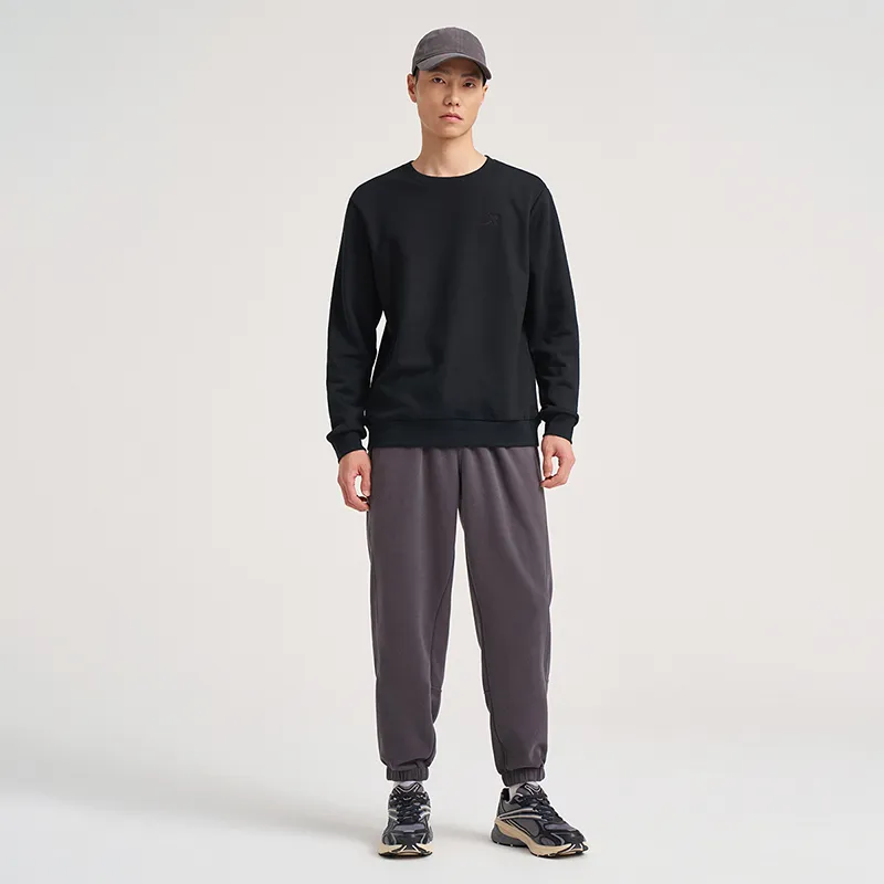 XTEP Versatile Casual Crew Neck Sweatshirt Jet Black Men's-6
