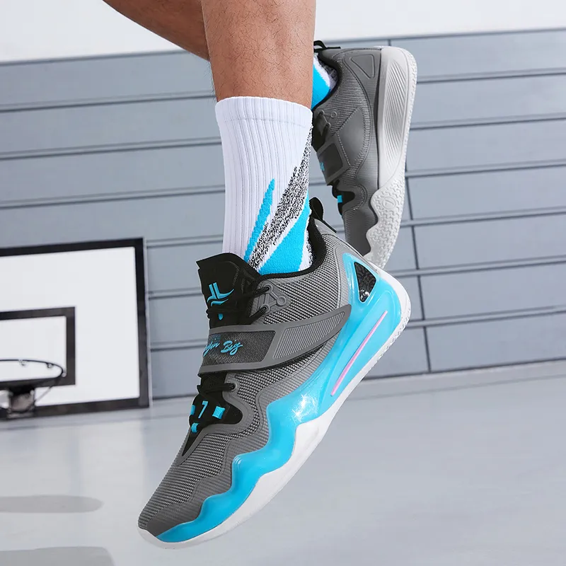 XTEP Jlin 2 V2 Jeremy Lin Abrasion Resistant Breathable Low Top Basketball Shoes Men's Smoke Gray/Sunny Mountain Blue-10