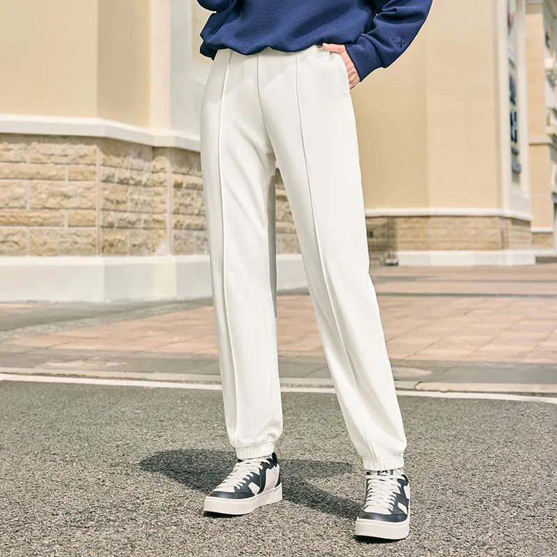 XTEP Knitted Sports Pants Fall Edition Women's Cotton White-4