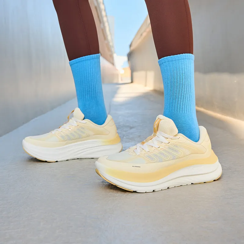 XTEP Abrasion Resistant Coverage Lightweight Low Top Running Shoes Women's Almond Yellow-12