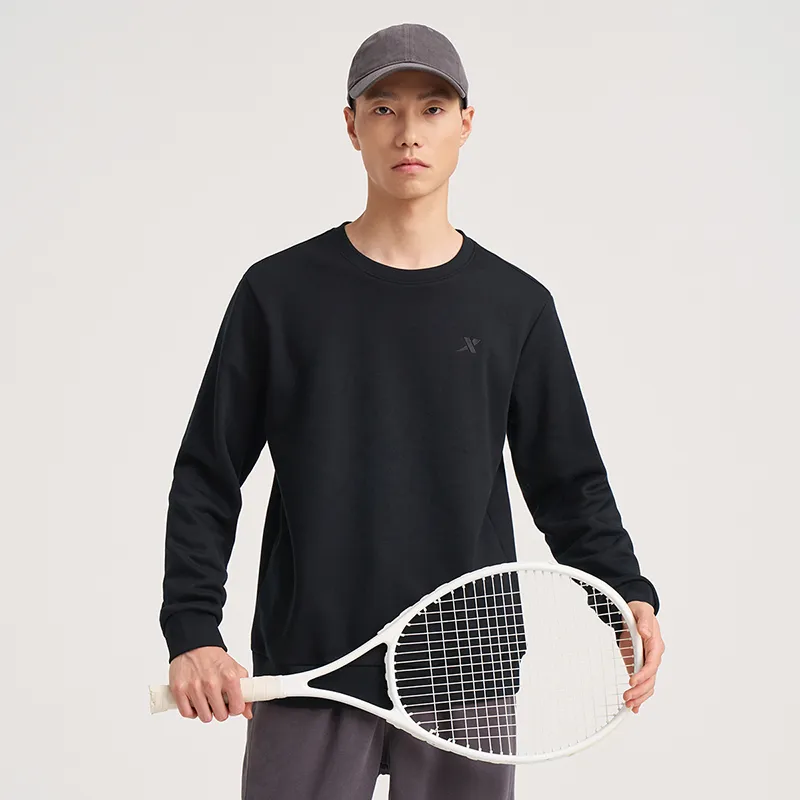 XTEP Versatile Casual Crew Neck Sweatshirt Jet Black Men's-2