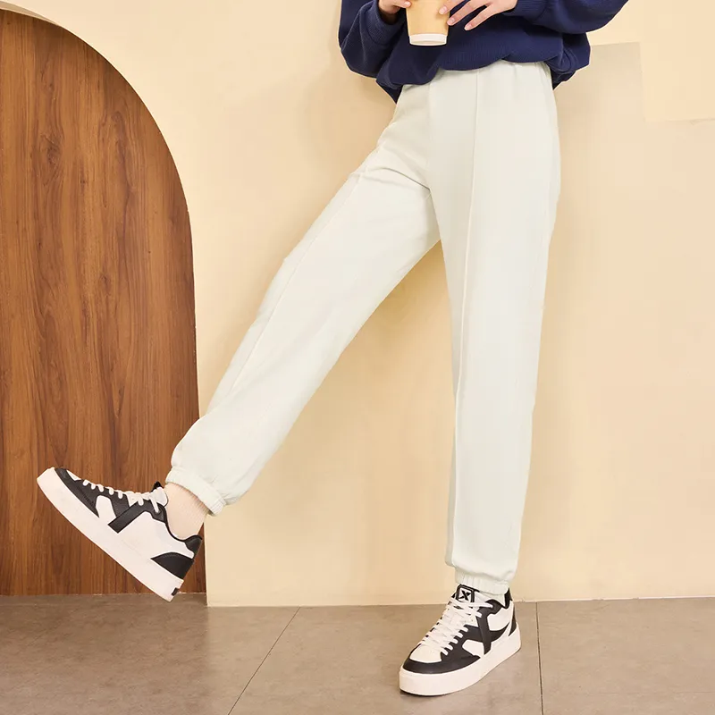 XTEP Knitted Sports Pants Fall Edition Women's Cotton White-5