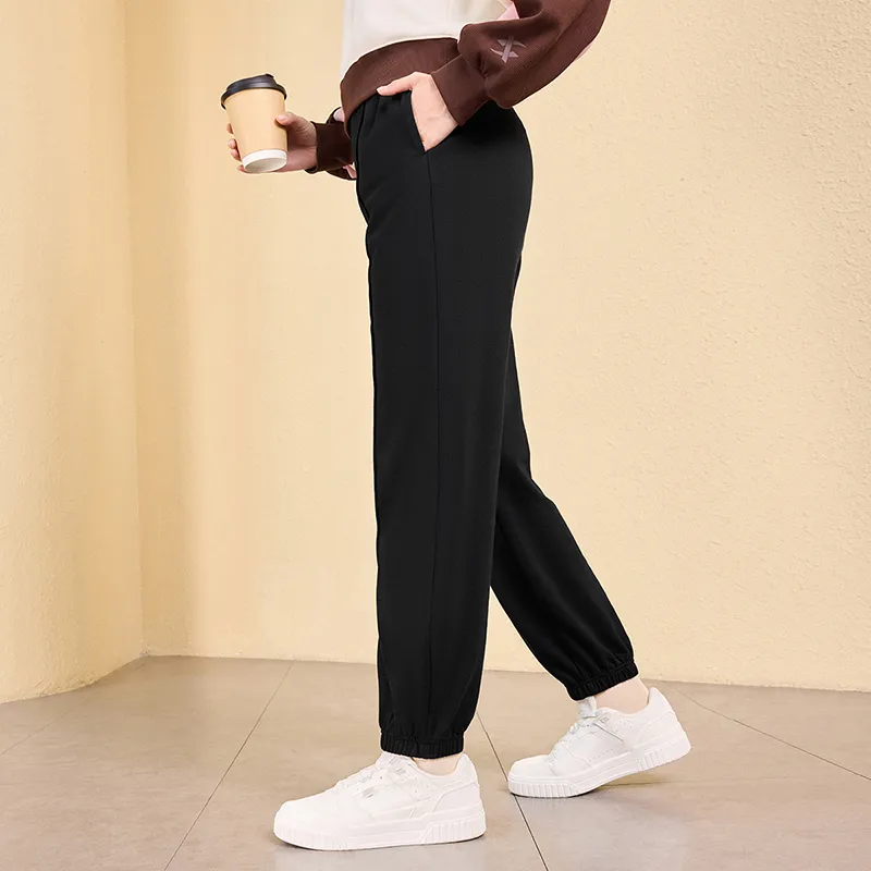 XTEP Knitted Sports Pants Women's Jet Black-8