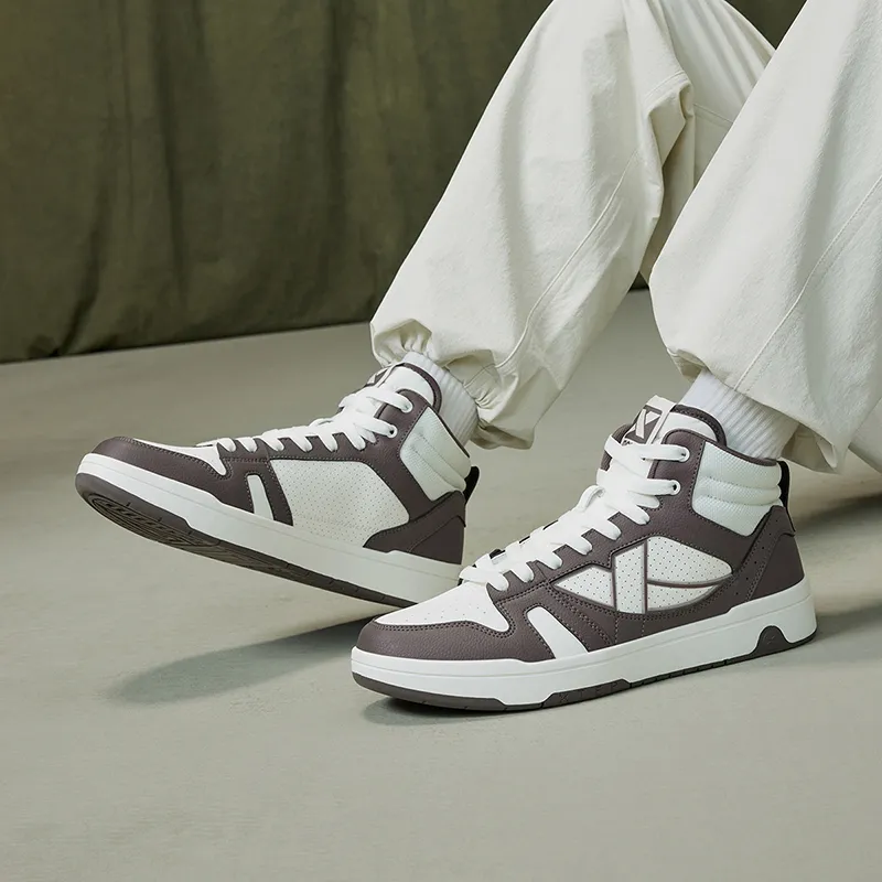 XTEP MAXX LITE Lightweight High-Top Skateboard Shoes Men's Sail White/Agarwood Brown-12