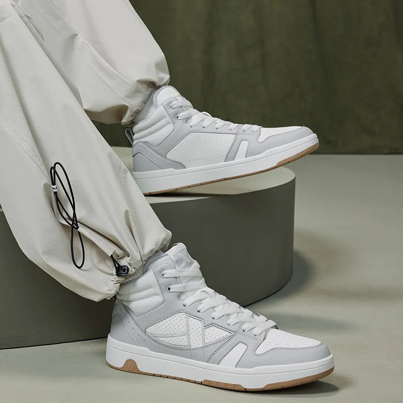 XTEP MAXX LITE High-Top Skateboard Shoes Men's Sail White/Moonstone Gray-8