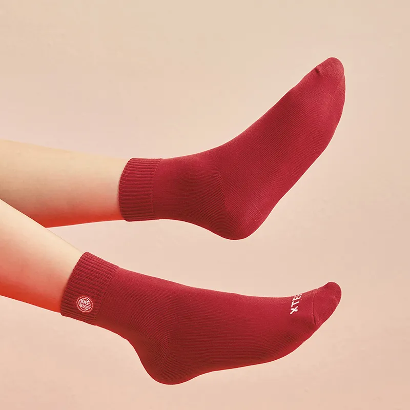 XTEP Knee High Socks Women's 2 Pack Red/White-6