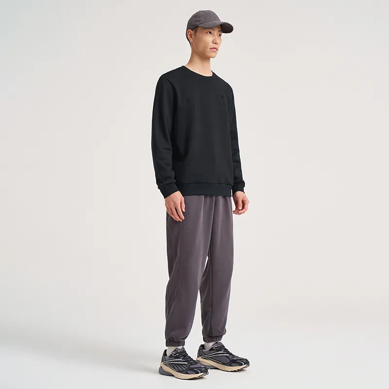 XTEP Versatile Casual Crew Neck Sweatshirt Jet Black Men's-5