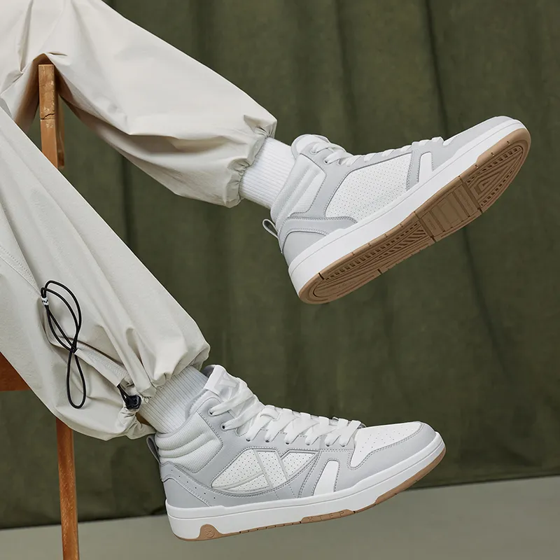 XTEP MAXX LITE High-Top Skateboard Shoes Men's Sail White/Moonstone Gray-10