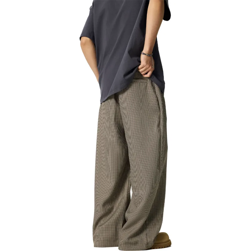 EPTISON Casual Pants Unisex Khaki Houndstooth-1