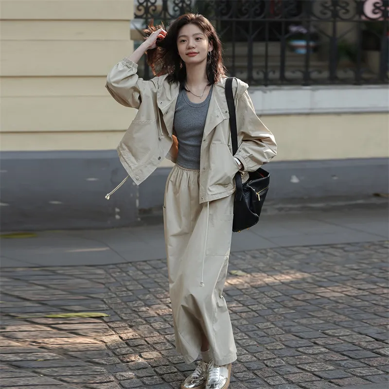 Dme Two Piece Skirt Sets Women's Khaki-2