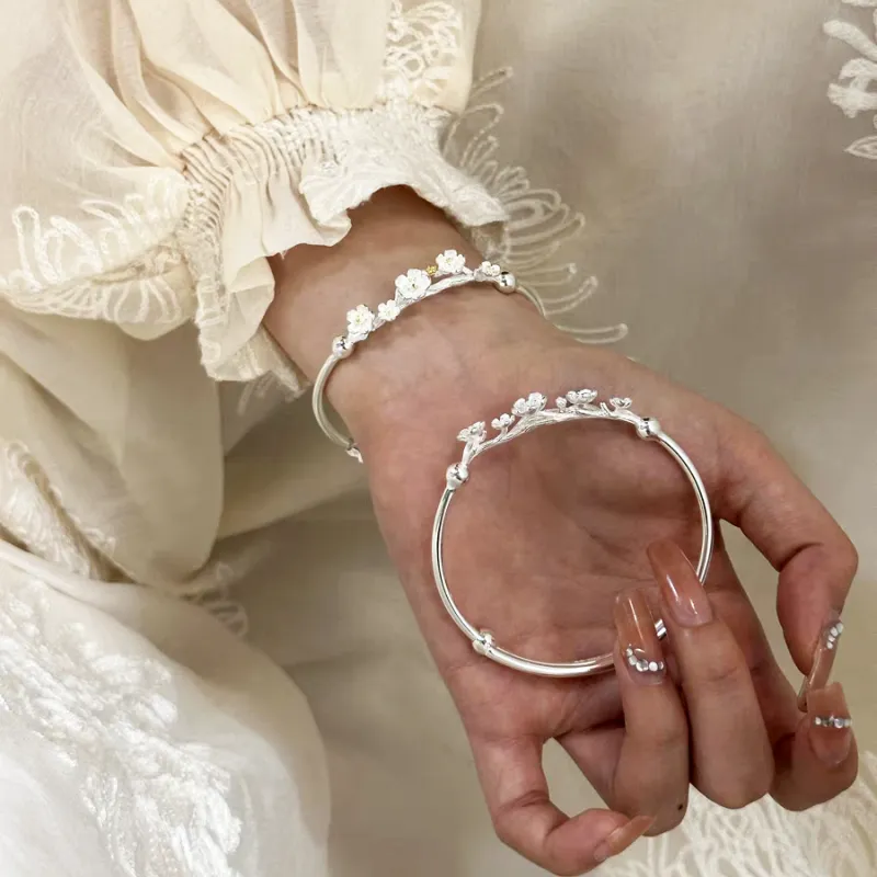 Bowl S999 Fine Silver Sterling Silver Bracelets Unisex-2