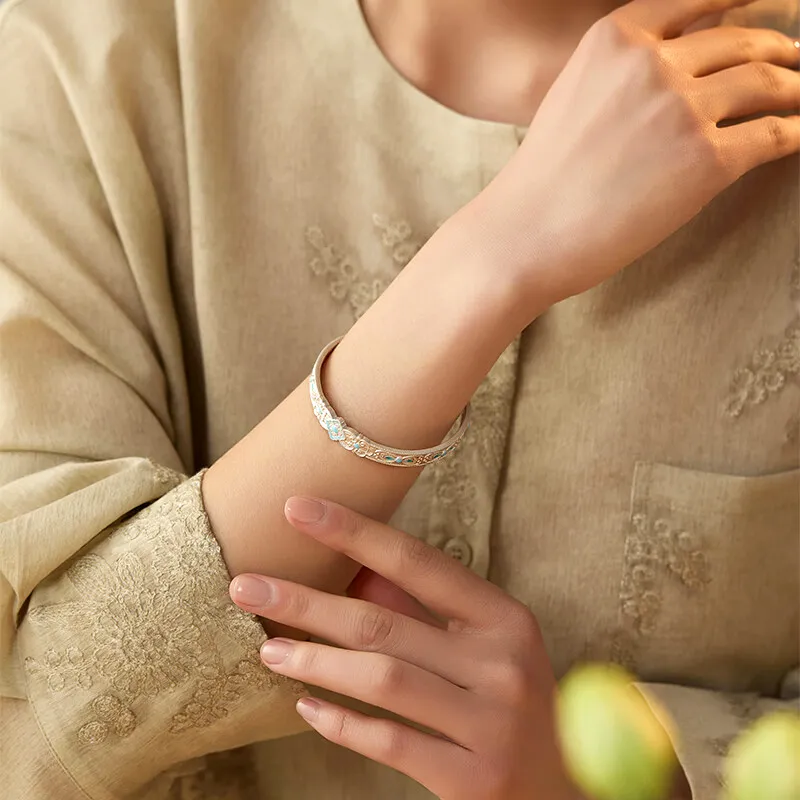 Bowl S999 Fine Silver Bangles Unisex-3