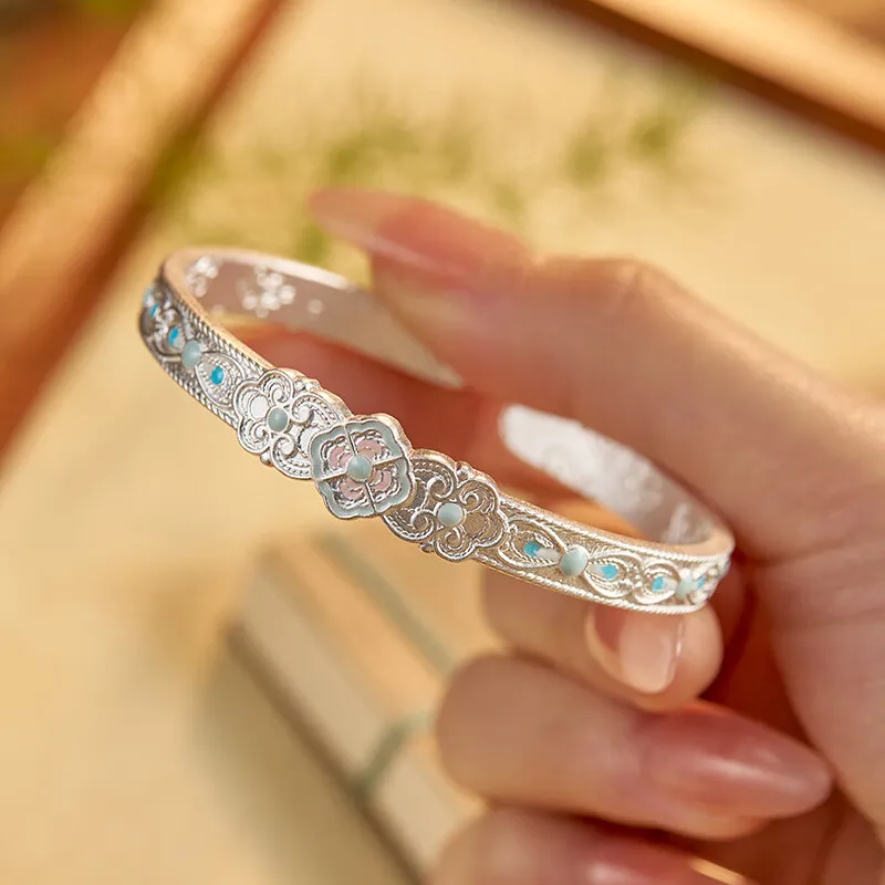 Bowl S999 Fine Silver Bangles Unisex-8