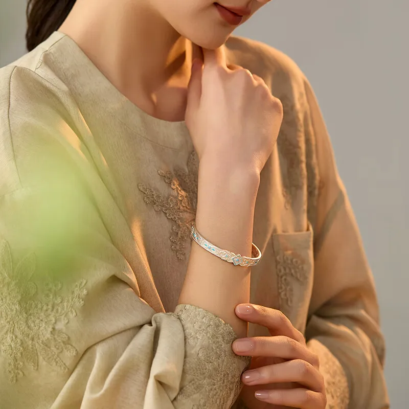 Bowl S999 Fine Silver Bangles Unisex-5