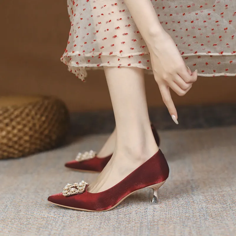 Pounise Slim Heel High Heels 3cm Women's-1