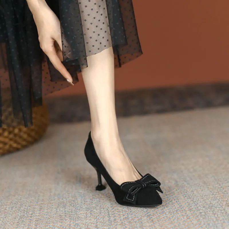 Pounise Slim Heel High Heels Women's Black-4