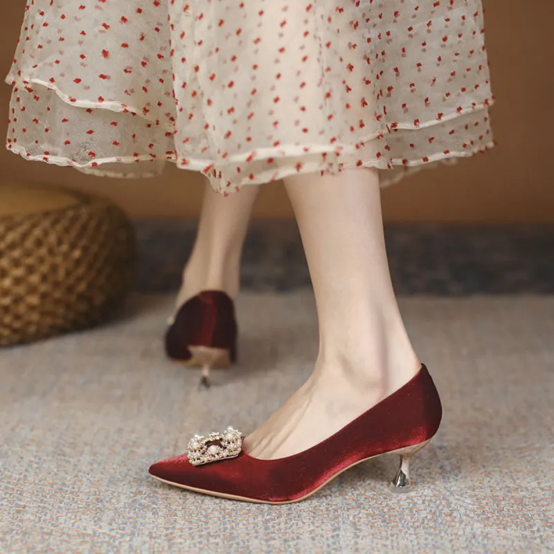 Pounise Slim Heel High Heels 3cm Women's-3