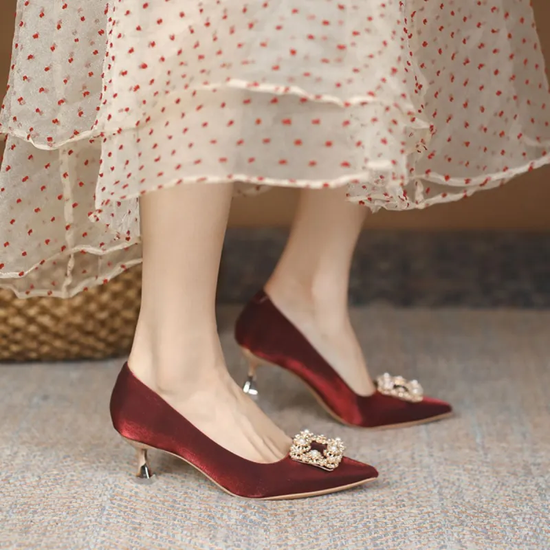 Pounise Slim Heel High Heels 3cm Women's-4