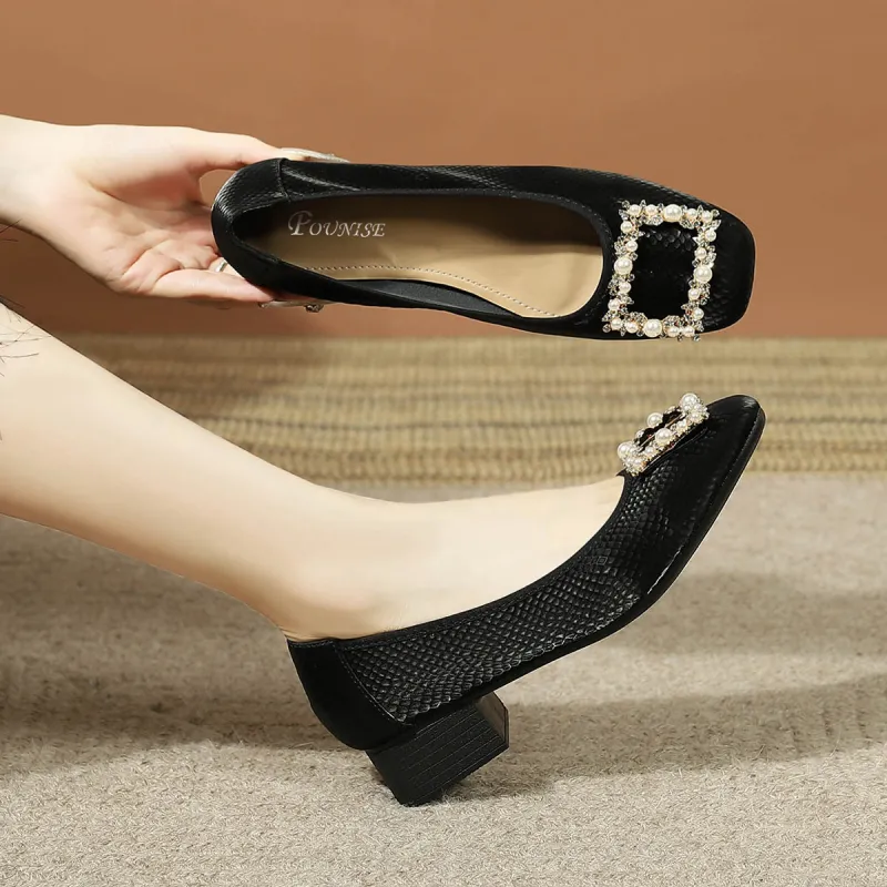 Pounise Chunky Heel High Heels Women's-2