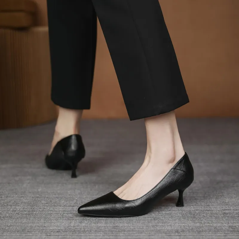 Pounise Slim Heel High Heels Women's Black-2