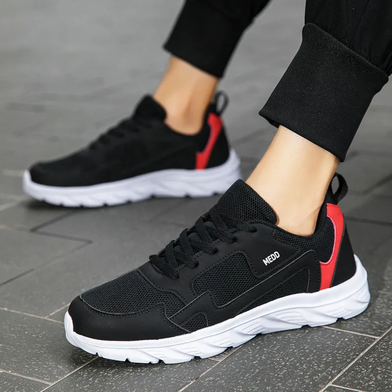 Medd Casual Shoes Unisex Black Red-3