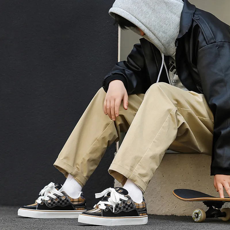 Medd Skateboard Shoes Unisex Low Top White Plaid/White Gray/Black-32
