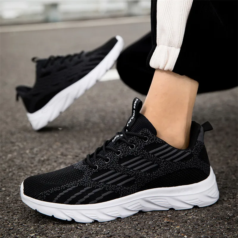 Medd Running Shoes Men Low Top Black White-1