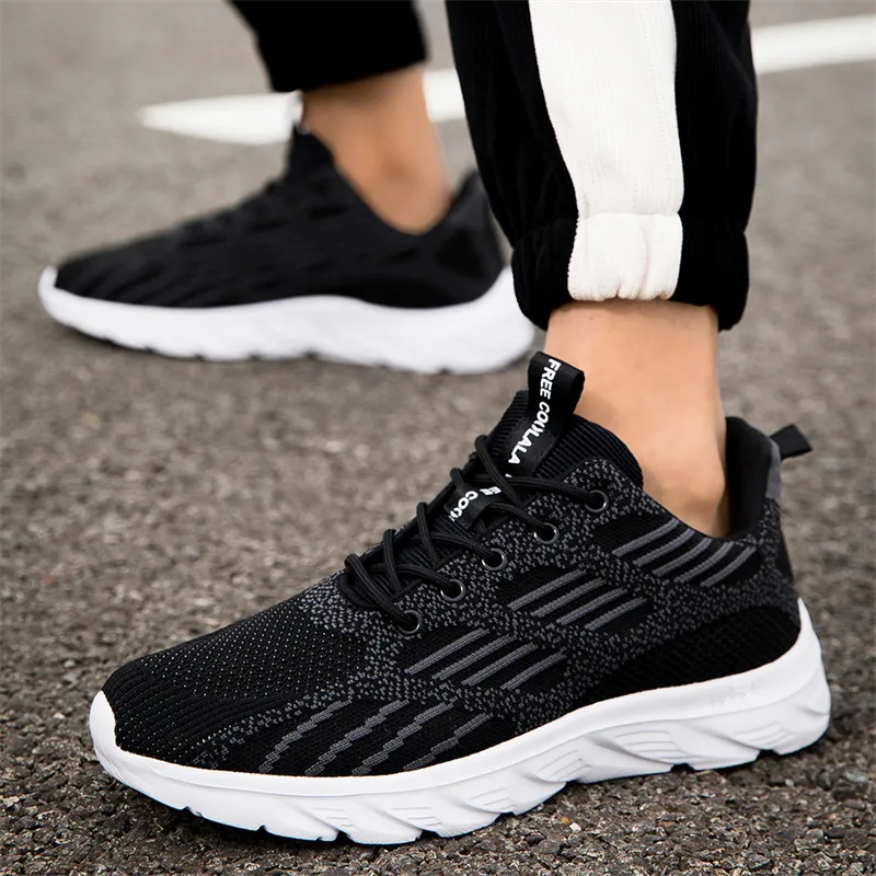 Medd Running Shoes Men Low Top Black White-3