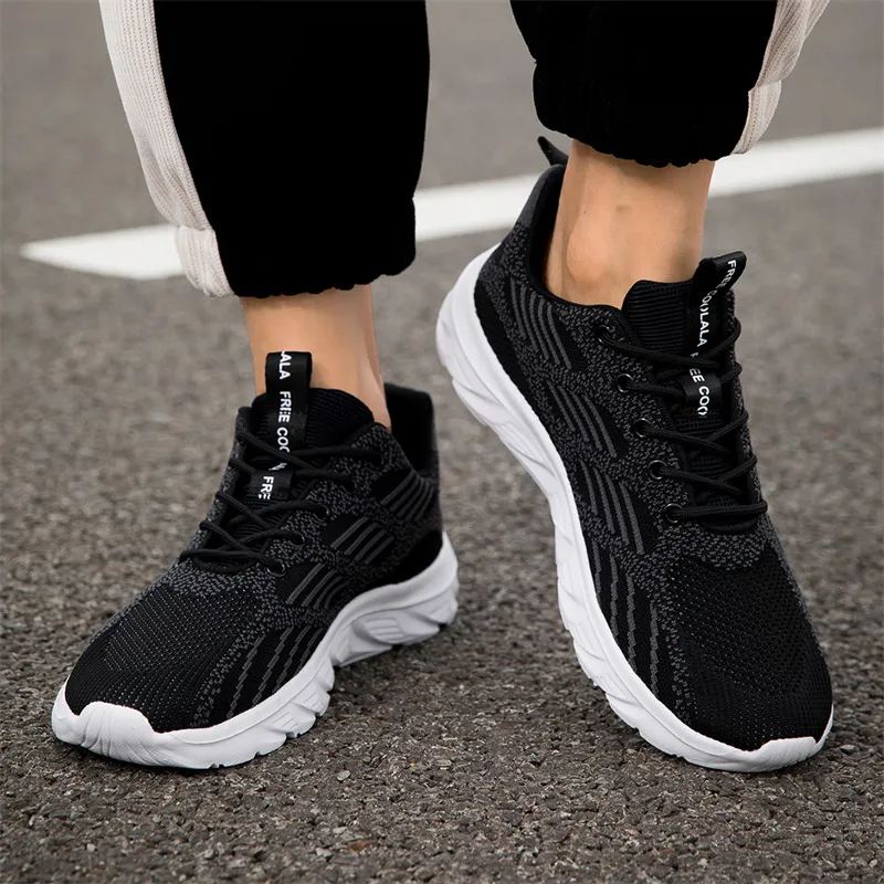 Medd Running Shoes Men Low Top Black White-5