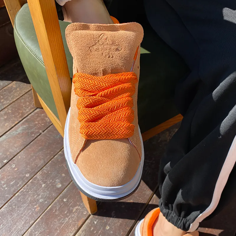 Shionpo Slip Resistant Cushioning Wear Resistant Breathable Low Top Skateboard Shoes Unisex Orange-9