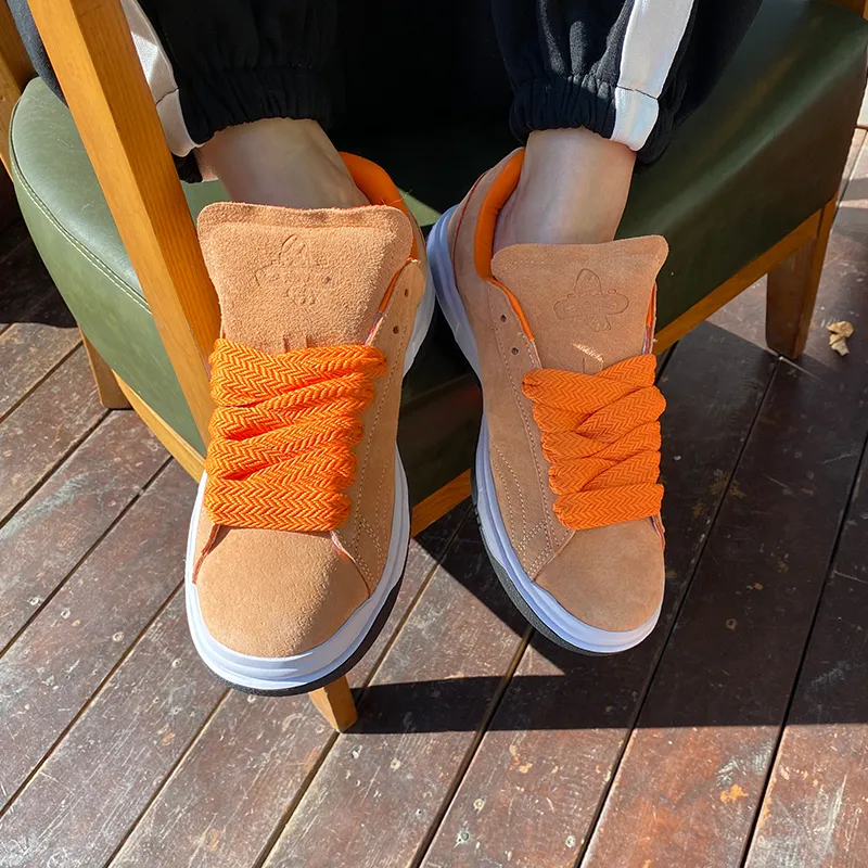 Shionpo Slip Resistant Cushioning Wear Resistant Breathable Low Top Skateboard Shoes Unisex Orange-8