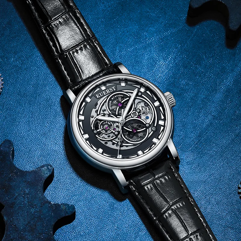 KUERST Automatic Mechanical Movement Watch Men's Watches Black Dial-2