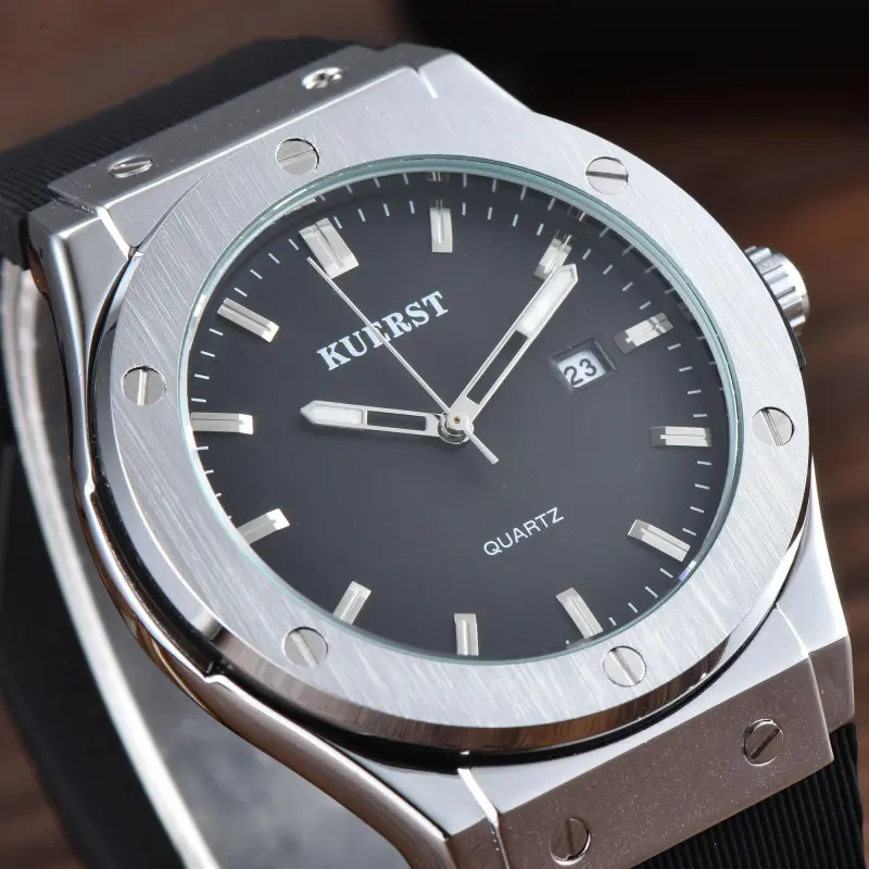 KUERST Automatic Mechanical Movement Rubber Strap Watch Men's Watches Black Dial-6