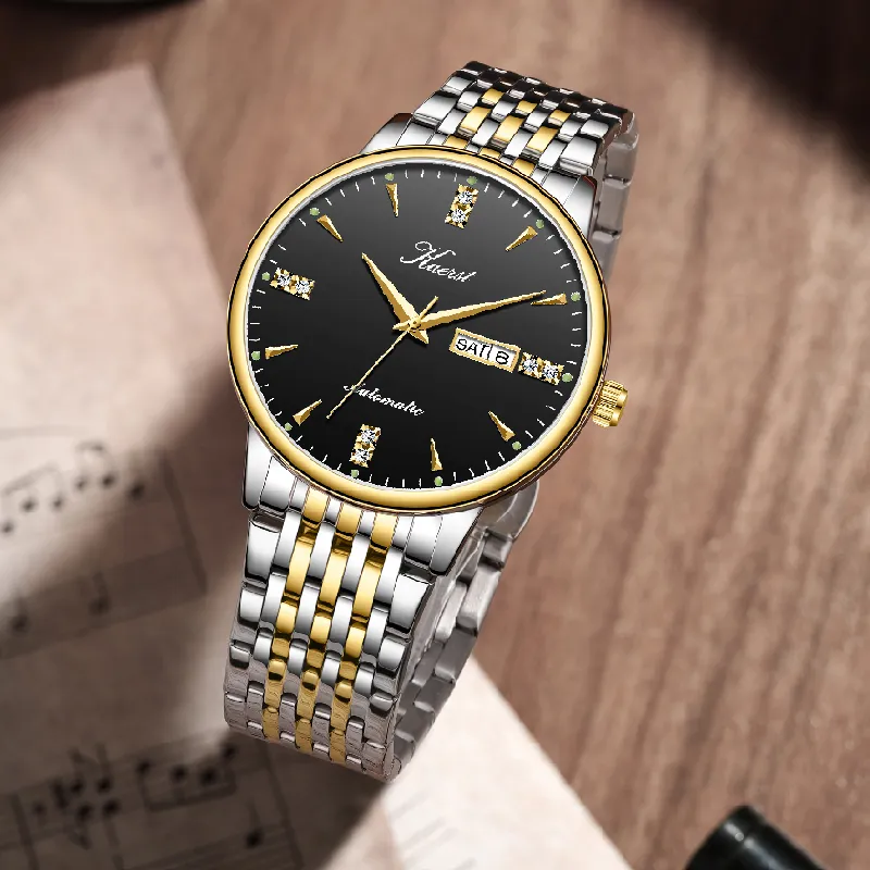 KUERST Automatic Mechanical Movement Steel Strap Watch Men's Watches White Dial-10