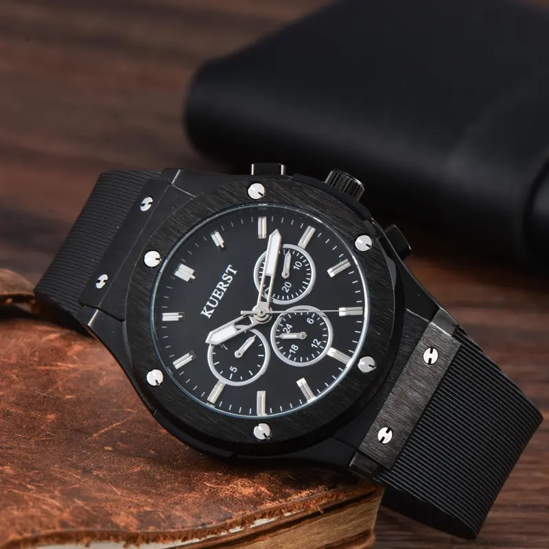 KUERST Automatic Mechanical Movement Rubber Strap Watch Men's Watches Black Dial-18