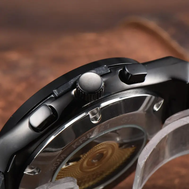 KUERST Automatic Mechanical Movement Rubber Strap Watch Men's Watches Black Dial-12