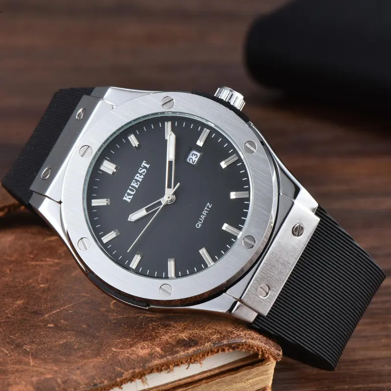 KUERST Automatic Mechanical Movement Rubber Strap Watch Men's Watches Black Dial-4