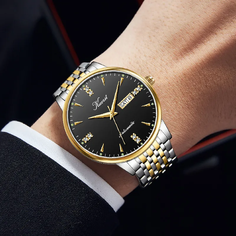 KUERST Automatic Mechanical Movement Steel Strap Watch Men's Watches White Dial-12