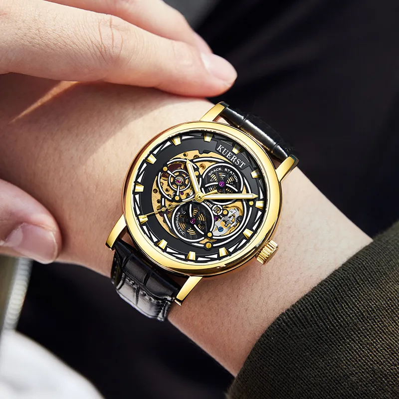 KUERST Automatic Mechanical Movement Watch Men's Watches Black Dial-13